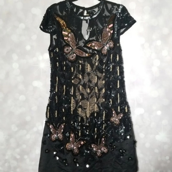 🍒NWT🍒 TED BAKER SEQUINE BUTTERFLY COCKTAIL DRESS - Picture 11 of 13
